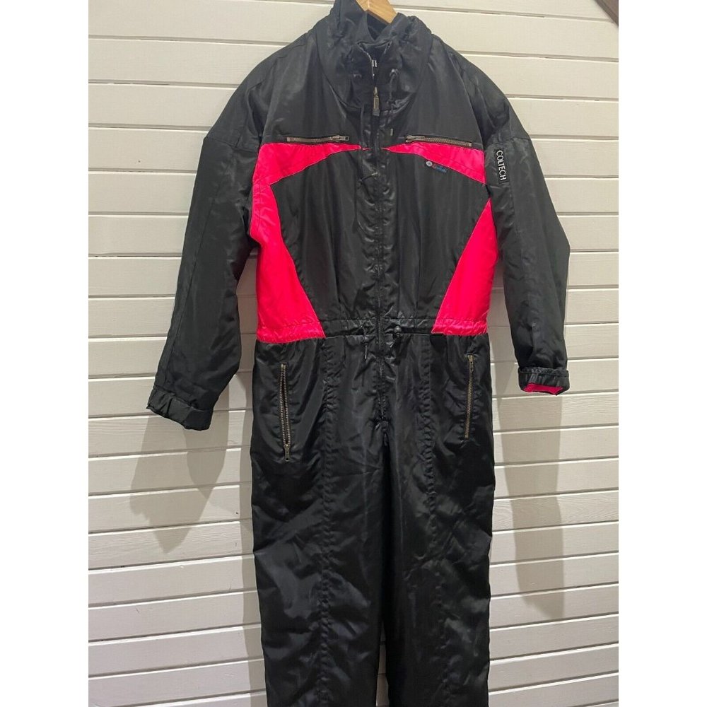 VINTAGE Coltec 80s/90s y2k retro ONE PIECE SNOW SKI SUIT Sz 16 XL black hot pink